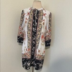 Fig & Flower Floral Print Long Top Lined S Small like 4 6